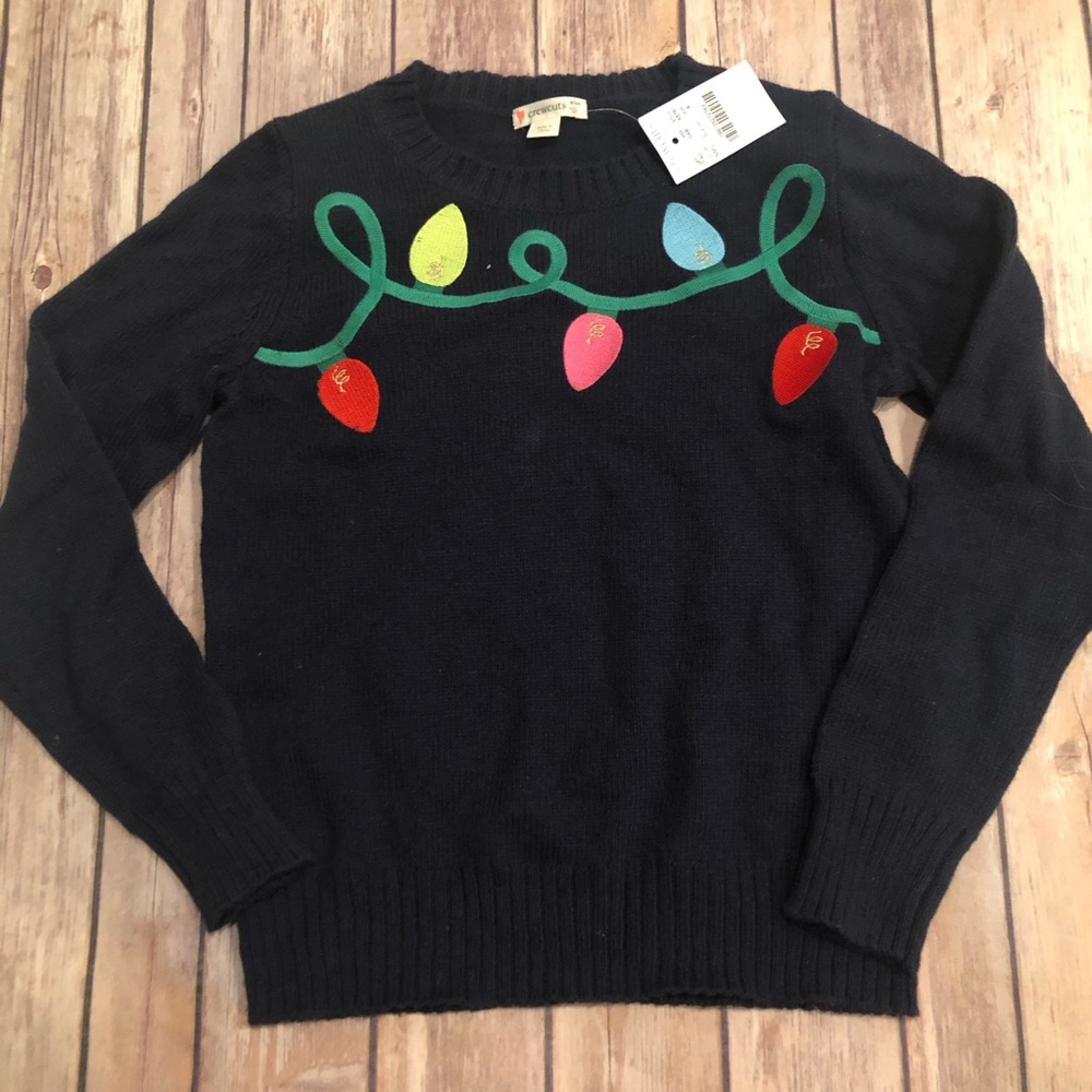 Crewcuts Black Sweater with Festive Lights